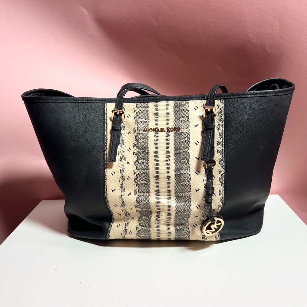 Michael Kors Python Snakeskin Animal Print Tote B… - image 1